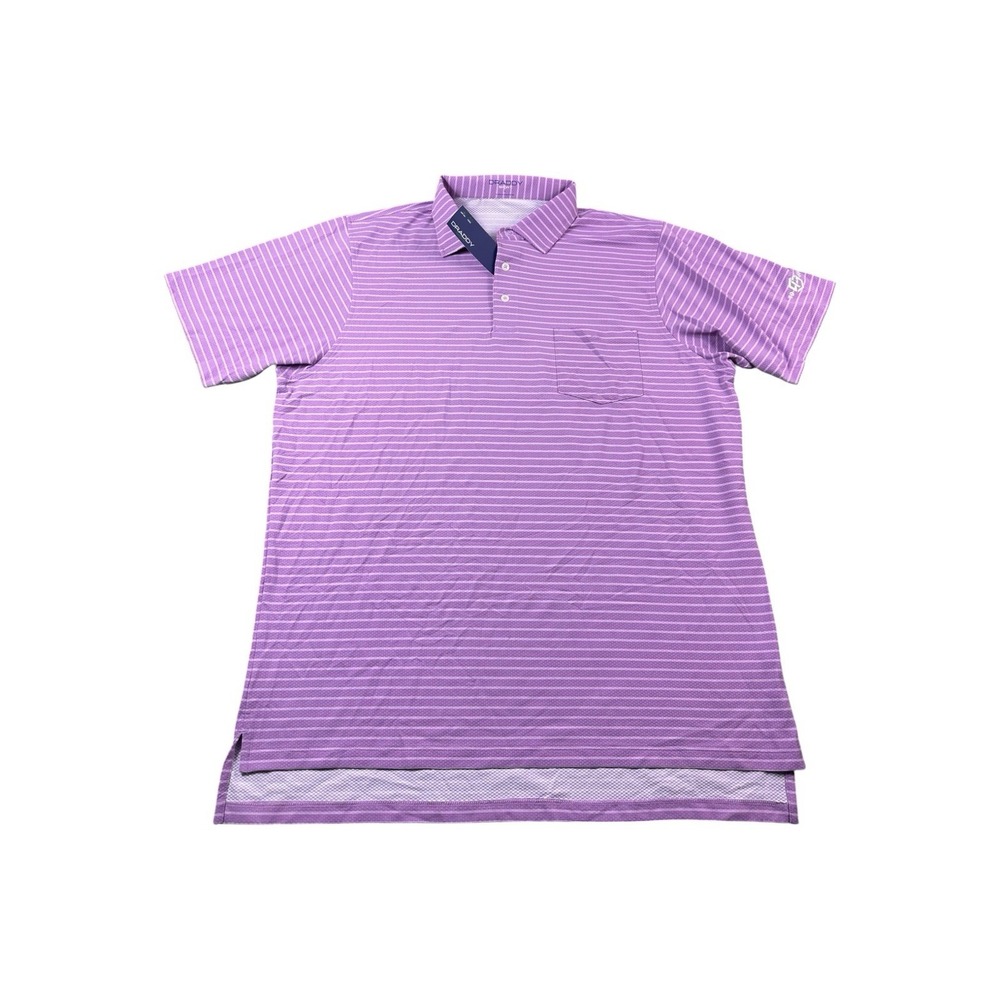 B.Draddy Purple Striped Performance Mens S/S Athletic Golf Polo Size Large NWT